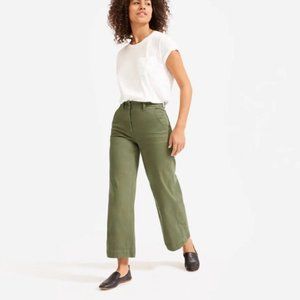 Everlane Wide-Legged Canvas Pants in Olive (Size 6)